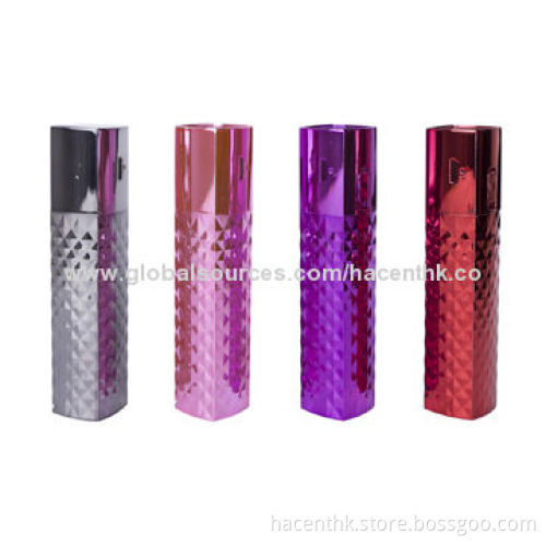 High Quality External Cylinder Lipstick Portable Power Bank Station 3,000mAh with Led Light
